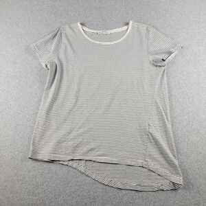 Zara W&B Top Womens Small White Black Stripes Organic Cotton Crew Neck Minimalis
